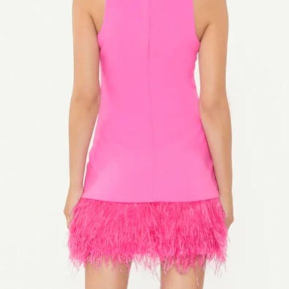 Likely Pink Feathered Mini Dress 4 S - Picture 2 of 2